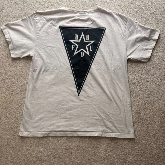 Rhude Cream and Black Graphic Tee